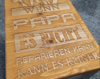 Beer Box Seat with Engraving Papa Father Dad Gift Birthday Beer Bench