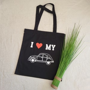 Jutetasche Citroen Ente 2CV  Baumwolltasche Stofftasche Einkaufstasche