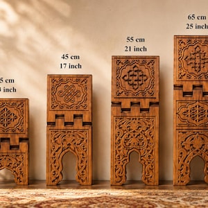 Handmade Wooden Folding Quran-Bible Stand, Natural Wood Carved Patterned Bookshelf,Valentine's Day Gift, Islamic Gifts, Gifts for Muslims