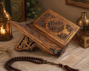 Suporte de madeira para livros, suporte para Bíblia, suporte para Alcorão, suporte para livros de receitas, suporte para iPad, presentes de Ramadã, produtos islâmicos, presentes de Natal, presentes para muçulmanos