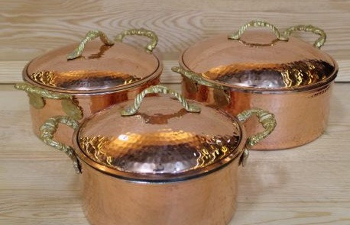 Handmade Pure Copper Cookware SetThick Double Brass Etsy