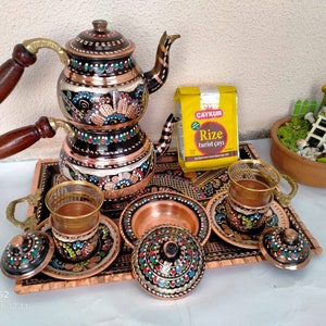 Turkish Copper Handmade Pure Copper Sugar Bowl Tea Set,embroidered ...
