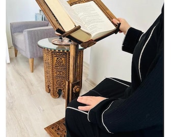 Adjustable Wooden Large Reading Table,Quran Stand,Holder for Books,Bible Stand,Cookbook Holder,Bookshelf,Islamic Gift for Muslims