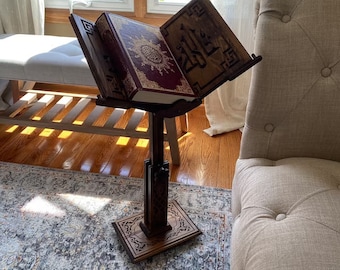 Suporte ajustável de madeira para Alcorão, Bíblia, livros e livros de receitas. Ideal para presentear no Dia dos Pais e como presente islâmico para muçulmanos.