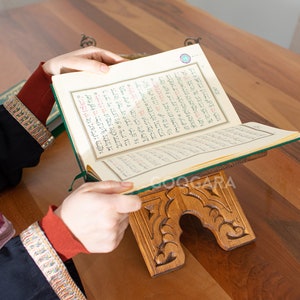 Handmade Patterned Wooden Folding Quran-Bible Stand,Natural Wooden Book Holder,Quran Stand,Bible Holder,Wooden Christmas Gift, Islamic Gifts