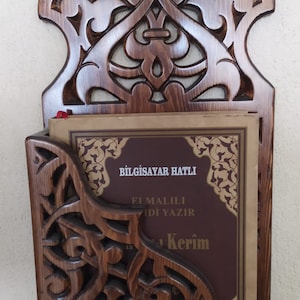 Wooden Carved Luxury Wall Bookshelf,Quran, Bible,Torah Bookshelf,Wall Book Holder,Quran Box,Wall Shelf 50*25cm (19*9.8 Inches),Islamic Gifts