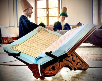 Atril para libros, soporte para Biblia, atril de madera para el Corán, atril para mesa de lectura, atril para libros de cocina, atril, regalos islámicos, regalo de Ramadán para musulmanes.