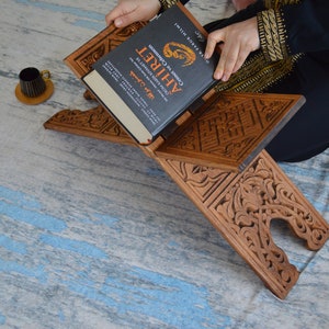 Handmade Wooden Folding Quran-Bible Stand,Natural Wood  Bookshelf,Cookbook Stand, Gift, Islamic Gifts, Gifts for Muslims,Christmas Gifts