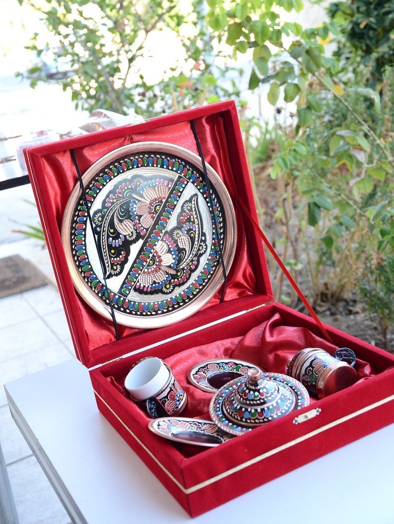 Turkish Coffee Set, Traditional Turkish Coffee Cups and