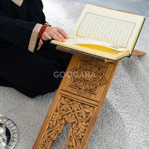 Wooden Folding Quran and Bible Holder, Adjustable Wooden Book Reading Stand, Valentine's Day Gift, Islamic Gifts, Gifts for Muslims
