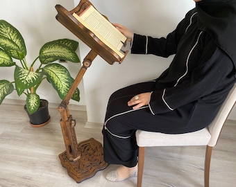 Soporte de suelo ajustable para el Corán, escritorio de lectura de madera con altura y ángulo, mesa grande para libros, escritorio para el Corán, regalo islámico para Ramadán Eid
