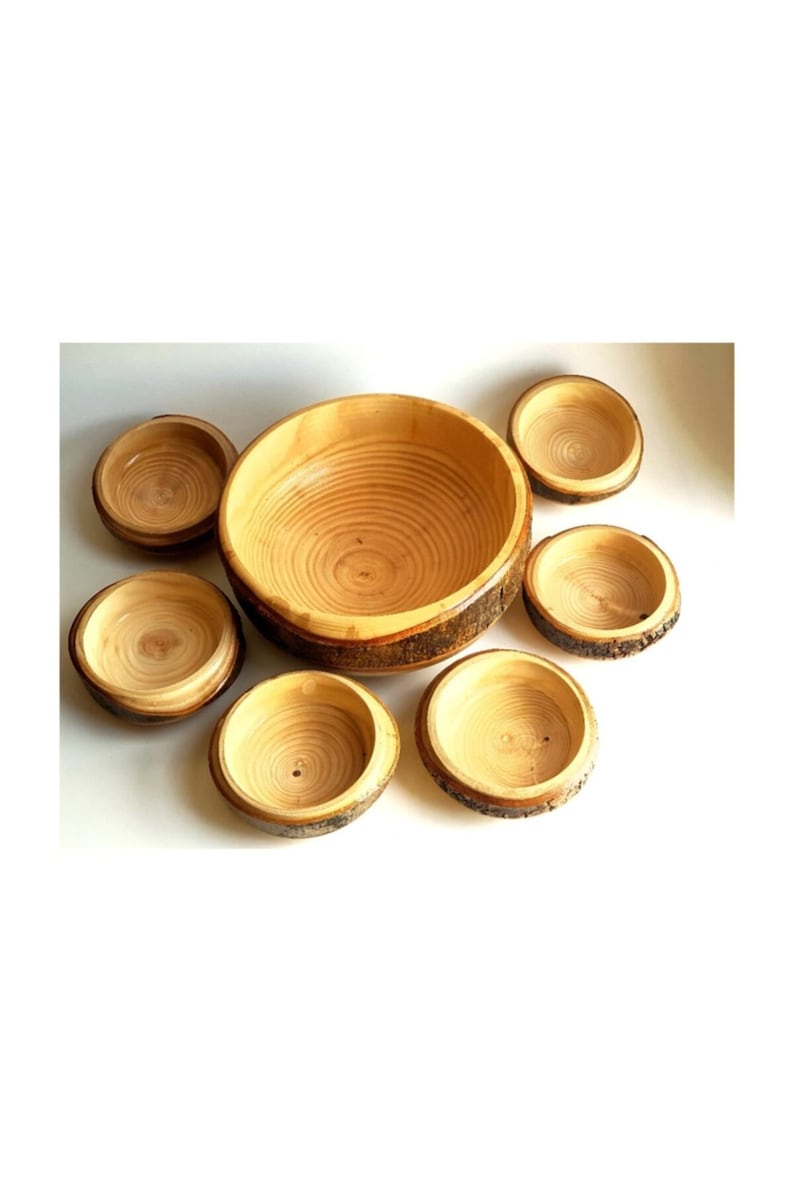 Ensemble de bols en bois faits à la main, petit bol de nourriture, nœuds en bois massif pour collation, olivier à bords naturels, cadeau de mariage, carte-cadeau et emballage cadeau image 10