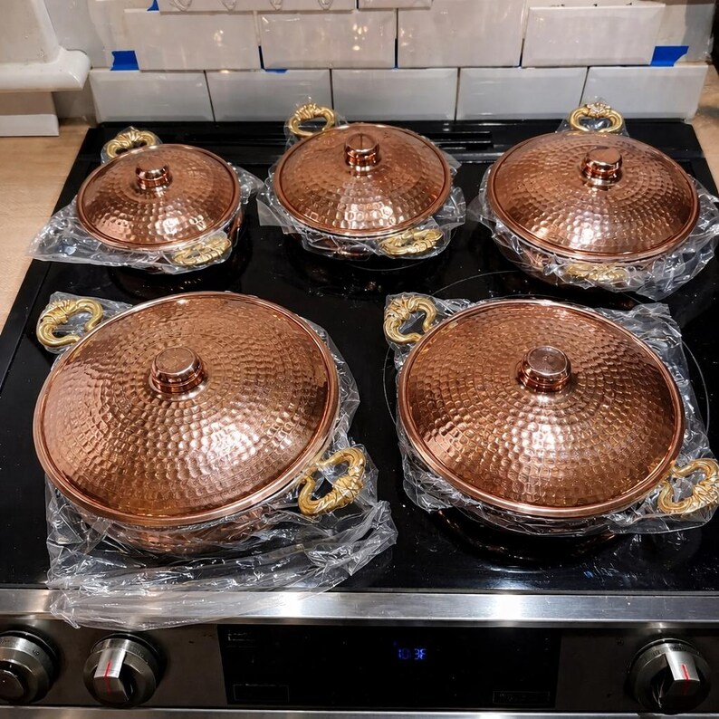 Copper Pan Set, Double Handled Thick Copper Pan,Covered Pan,Copper Skillet Pan,Omelet-Serving Mother’s Day Gift, Home Gift, Christmas Gift image 11