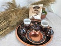 Turkish Coffee Set, Traditional Turkish Coffee Cups and Copper Coffee Pot, Boxed Coffee Cup Set, Thanksgiving Dinner, Christmas Gift,
