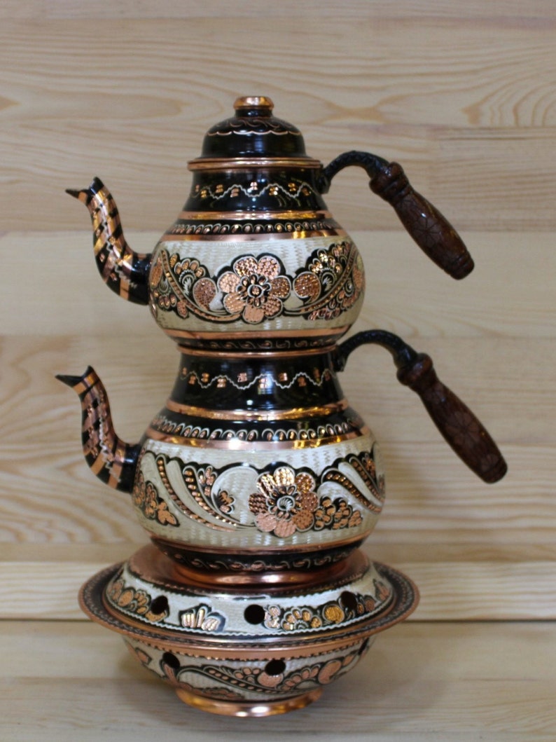 Turkish Handmade Copper Teapot Tea Warmer Samovar Tea Etsy