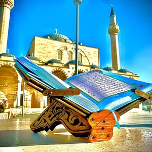 Boekenstandaard, bijbelhouder, houten koranstandaard, leestafel boekenstandaard, kookboekstandaard, iPad-standaard, boekenstandaard, islamitische geschenken, kerstcadeau