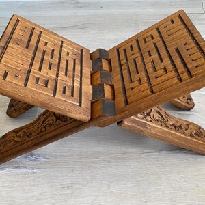 Wooden Quran Holder, Bible Stand,Ramadan Gift,Foldable Reading Table,Desktop Engraved Quran Stand,Book Reading Stand,Gift for Muslims image 10