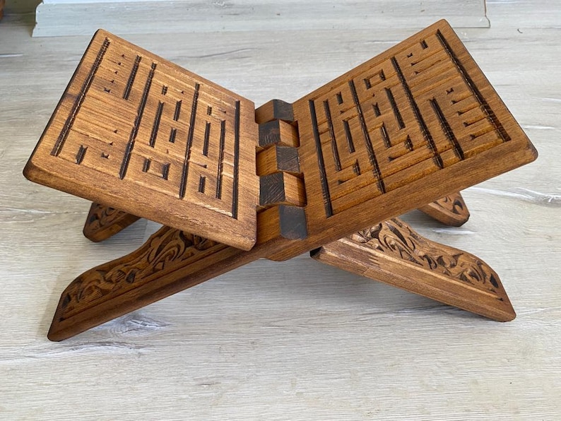 Wooden Quran Holder, Bible Stand,Ramadan Gift,Foldable Reading Table,Desktop Engraved Quran Stand,Book Reading Stand,Gift for Muslims image 10