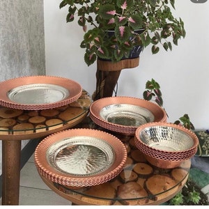 24Piece Copper Dinnerware,Forged Handmade Copper Plates,Dinner Plates,Copper Serving Plates,Handmade  Copper Plates,Valentine&#39;s Day Gift