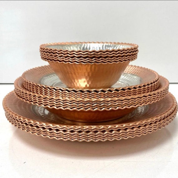 24piece Copper Dinnerware,forged Handmade Copper Plates,dinner  Plates,copper Serving Plates,handmade Copper Plates,valentine's Day Gift 