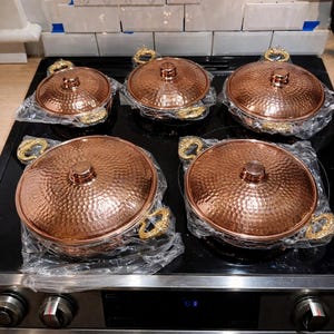 Kupfer-Pfanne, gedeckte Servierpfanne mit Doppelgriff, Kupfer-Kasserolle, Dicke Kupferpfannen, Omelett-Pfanne, Servierpfanne, Kupferplatten, Weihnachtsgeschenke