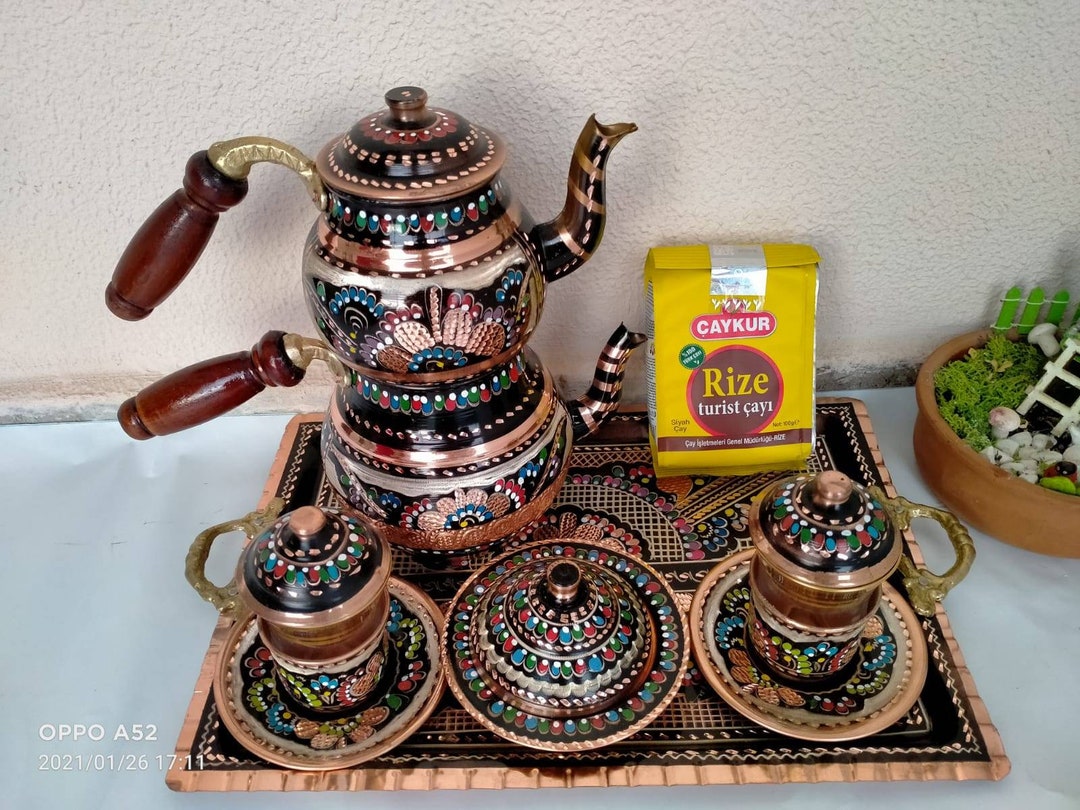 Turkish Copper Handmade Pure Copper Sugar Bowl Tea Set