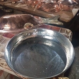 Large Thick Turkish Copper Pans/Double Handled Forged Copper Pan/Frying, Omelette Pan/Copper Pan Set, Dinner Pan,Christmas Gift 9.8 - 11.8&#39;&#39;