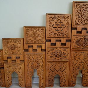 Handgefertigter Koran-Bibelständer aus Holz, Naturholz geschnitztes gemustertes Bücherregal, Weihnachtsgeschenke Geschenk, Islamische Geschenke, Geschenke für Muslime