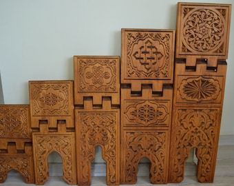 Support de Bible pliant en bois fait main, étagère à motifs en bois naturel sculpté, cadeau de la Saint-Valentin, cadeaux islamiques, cadeaux pour musulmans