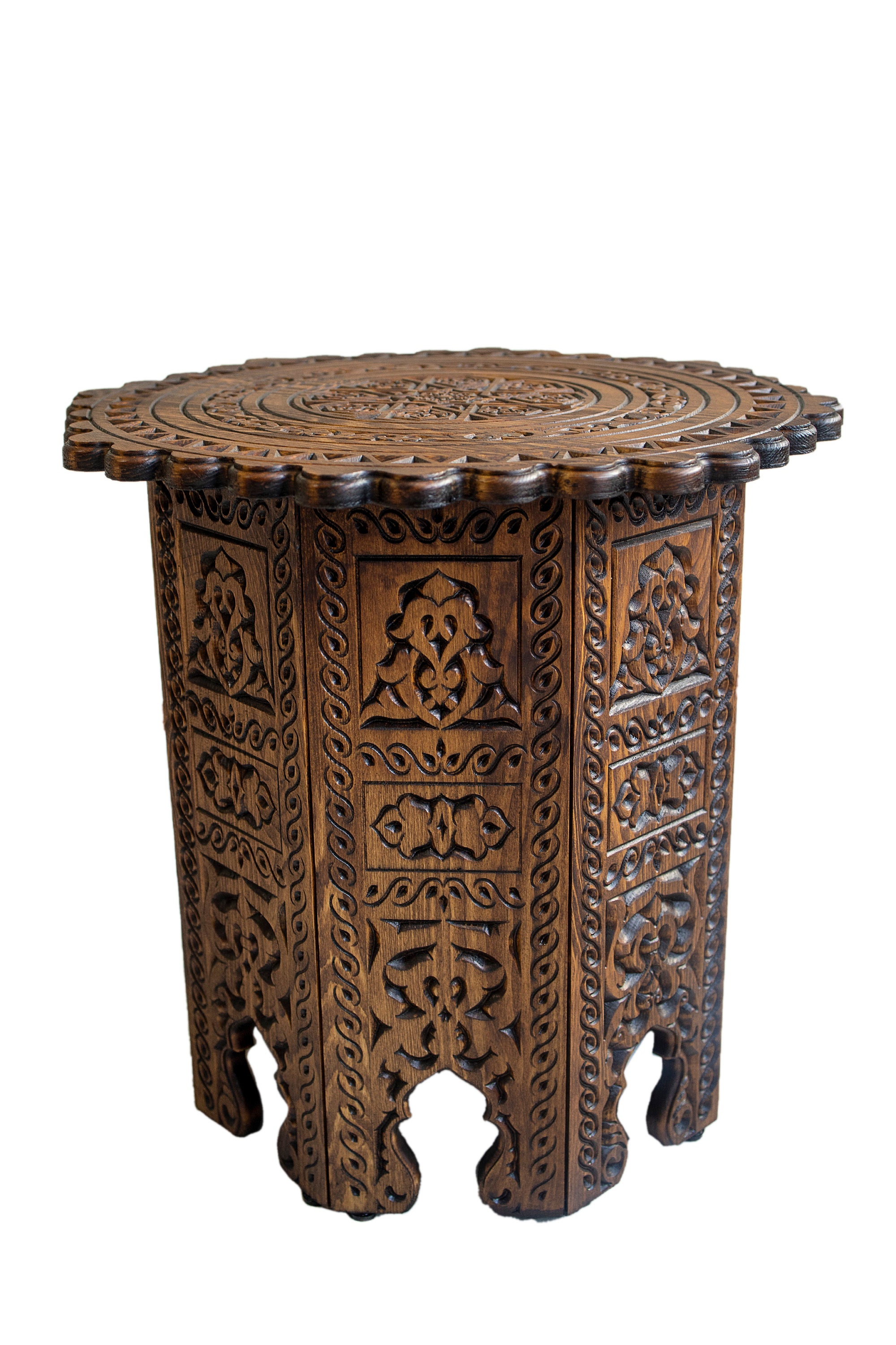 Wooden Round Coffee Table turkish Handmade Coffee Table wood