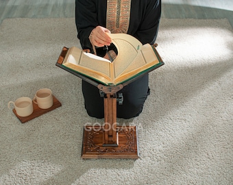 Adjustable Wooden Quran, Personalized Bible Holder, Reading Book Stand,Cookbook Stand,Islamic Gifts, Muslim Gifts,Ramadan Gift for Muslims