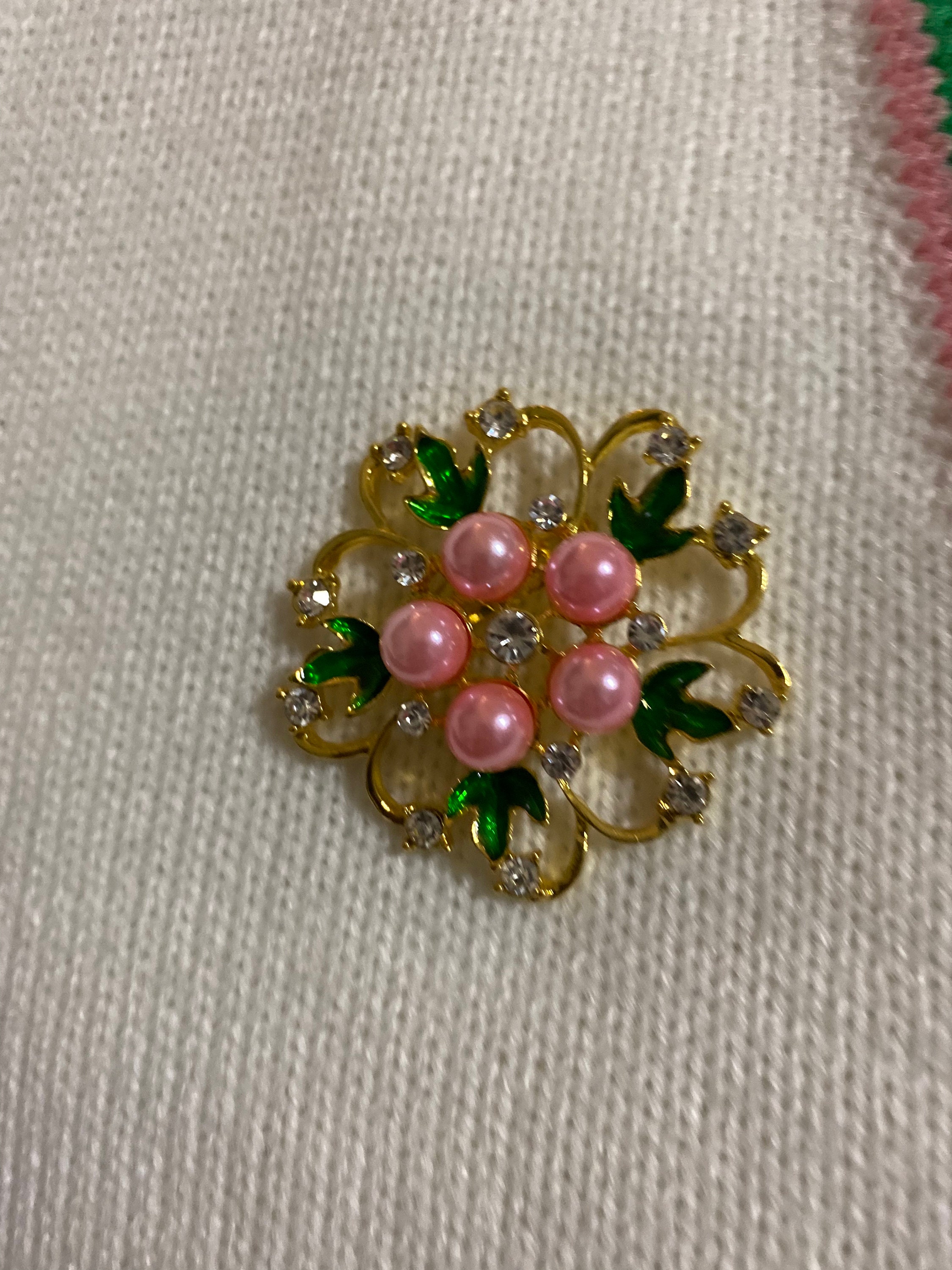 Pink and Green Brooch Etsy