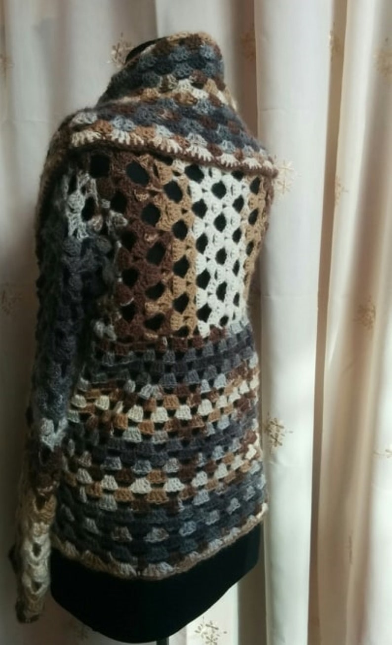 Ladies Cardigan Shawl Handmade Loose Fit Hand Knit Winter Pullover Warm Jumper Wool Acrylic Crochet Custom