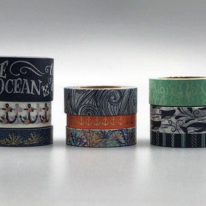 Nautical Washi Tape Samples, Beach, Whales and Coral Washi