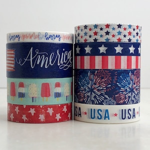 4th of July Washi Tape Samples (24&quot;), Fireworks / USA / Stars and Stripes / Popsicles