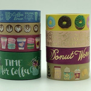 Coffee Washi Tape Samples, Donuts Washi