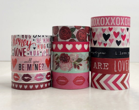 Washi Tape Samples, 20 Inches - Cute Red and Pink, Floral