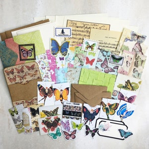 Butterfly Stationery and Journaling Kit, Pen Pal Kit for Nature Lovers, Whimsical Junk Journal Kit