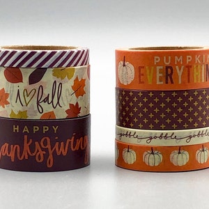 Fall Washi Tape, 24&quot; Samples, Happy Thanksgiving, Fall Leaves and Pumpkin Washi
