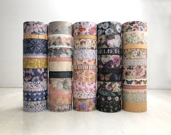 Floral Washi Tape Rolls (choice of pattern), 6 to 20 mm x 5 yards, for Planners, Junk Journals, Scrapbooks and Card Making