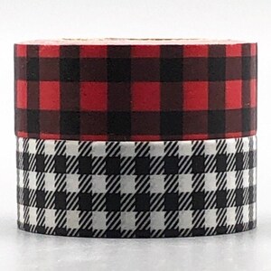 Buffalo Plaid Washi Tape Samples (24&quot;), Black and White Check Washi Tape