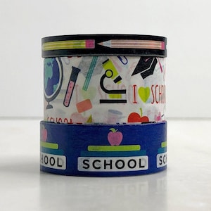 Rouleaux de ruban adhésif Washi pour école (5 yards), livres/crayons/fournitures scolaires, pour agendas d'enseignant, carnets de bord, scrapbooking et fabrication de cartes