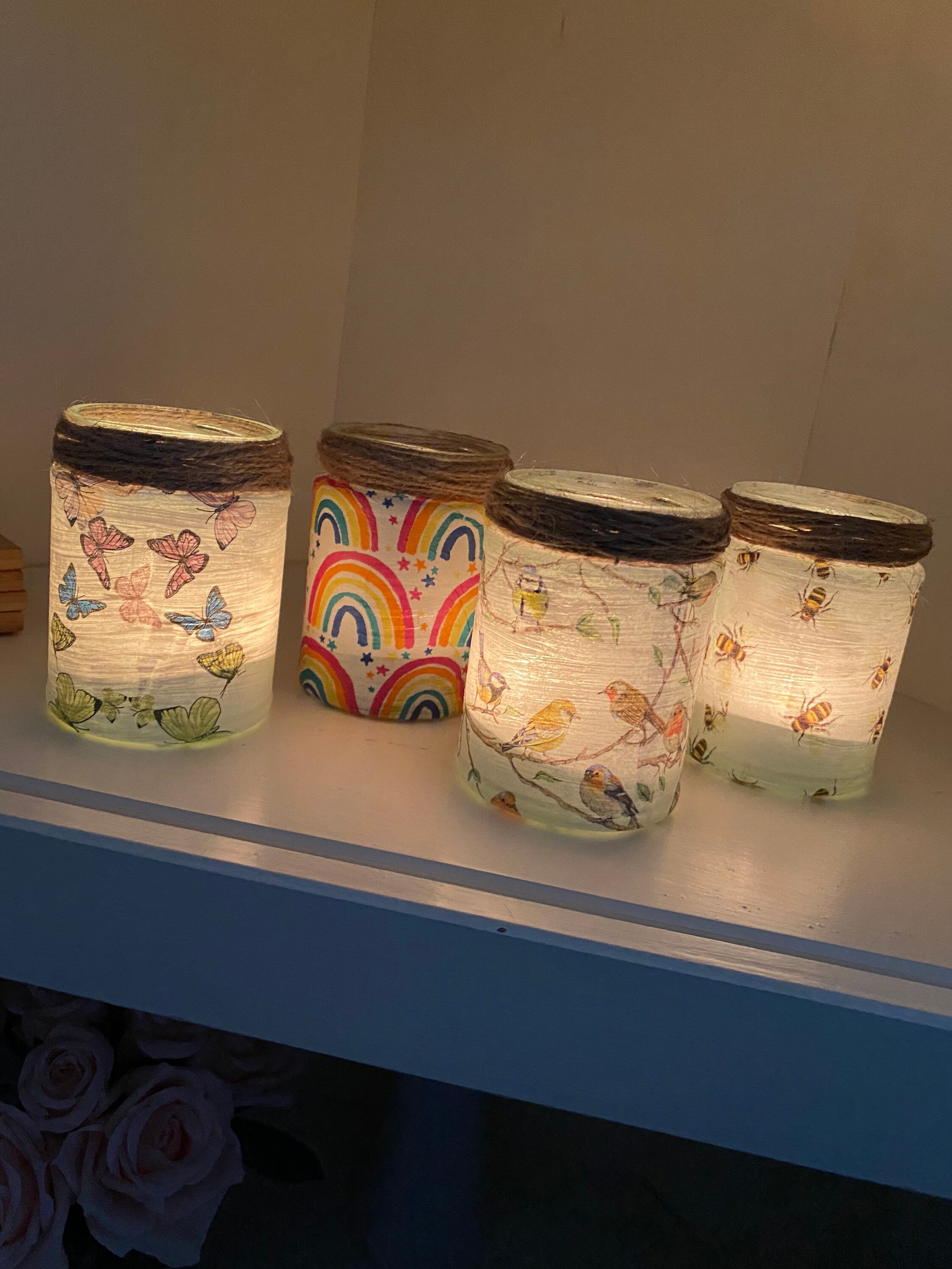 Decorated glass tea light holders wedding table decor Etsy