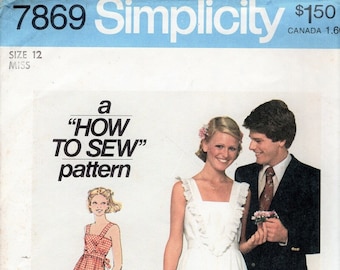 Vintage Simplicity 7869 "Young Junior Teen Pullover Sundress In Two Lengths", "How To Sew Pattern" Sizes 9/10, 11/12, 13/14, 15/16 New Uncut