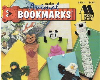 Vintage Annie's Attic Booklet 8B083 "Crochet Animal Bookmarks" Unique Collection Of Lacy Whimsical Creatures To Hang Upon Your Pages ! New