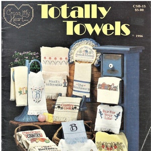 Vintage Cross My Heart CSB-15 „Totally Towels” Ulotka do haftu krzyżykowego, 24 wzory wykresowe do ozdabiania wszelkiego rodzaju ręczników. Nieużywane
