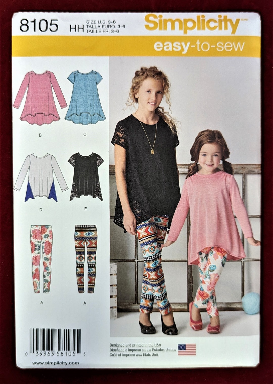 Simplicity easytosew Child's and Girl's Knit Tunic 4 Variations