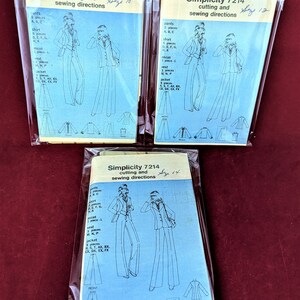 Vintage Simplicity 7214 Misses Unlined Princess Seamed Jacket, Wide Leg Fly Zipper Pants, Lined Vest, L/S Shirt & Ascot 10, 12, 14 New Uncut image 2