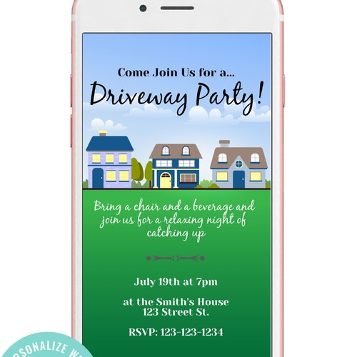 Driveway Party Invite Neighborhood Block Invitation Etsy