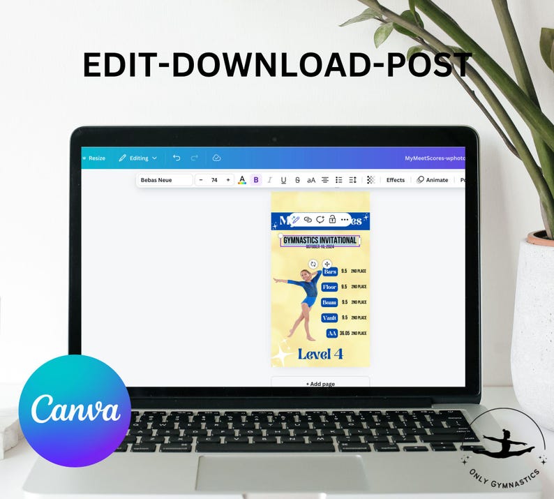 Customizable Gymnastics My Meet Scores Template for Social Media